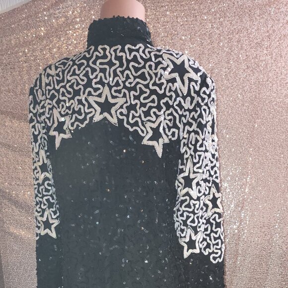 Star Sequin Long-sleeved Shirt/Blouse. Formal-Weddong & Etc. - Picture 3 of 5